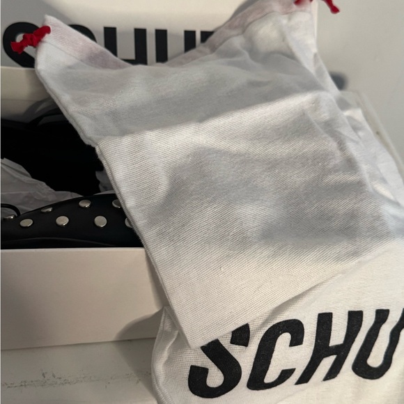 SCHUTZ Black Flats with Silver Studs Arissa studded mules size 7.5 - Picture 3 of 8